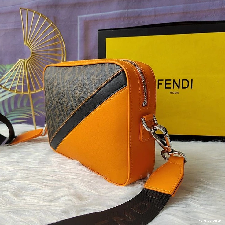Affordable HOT Orange Fabric Brown Camera In Compact Fendi Motif FF Case 0727